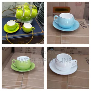 Porcelain Cup Saucer Set With Gold Rim