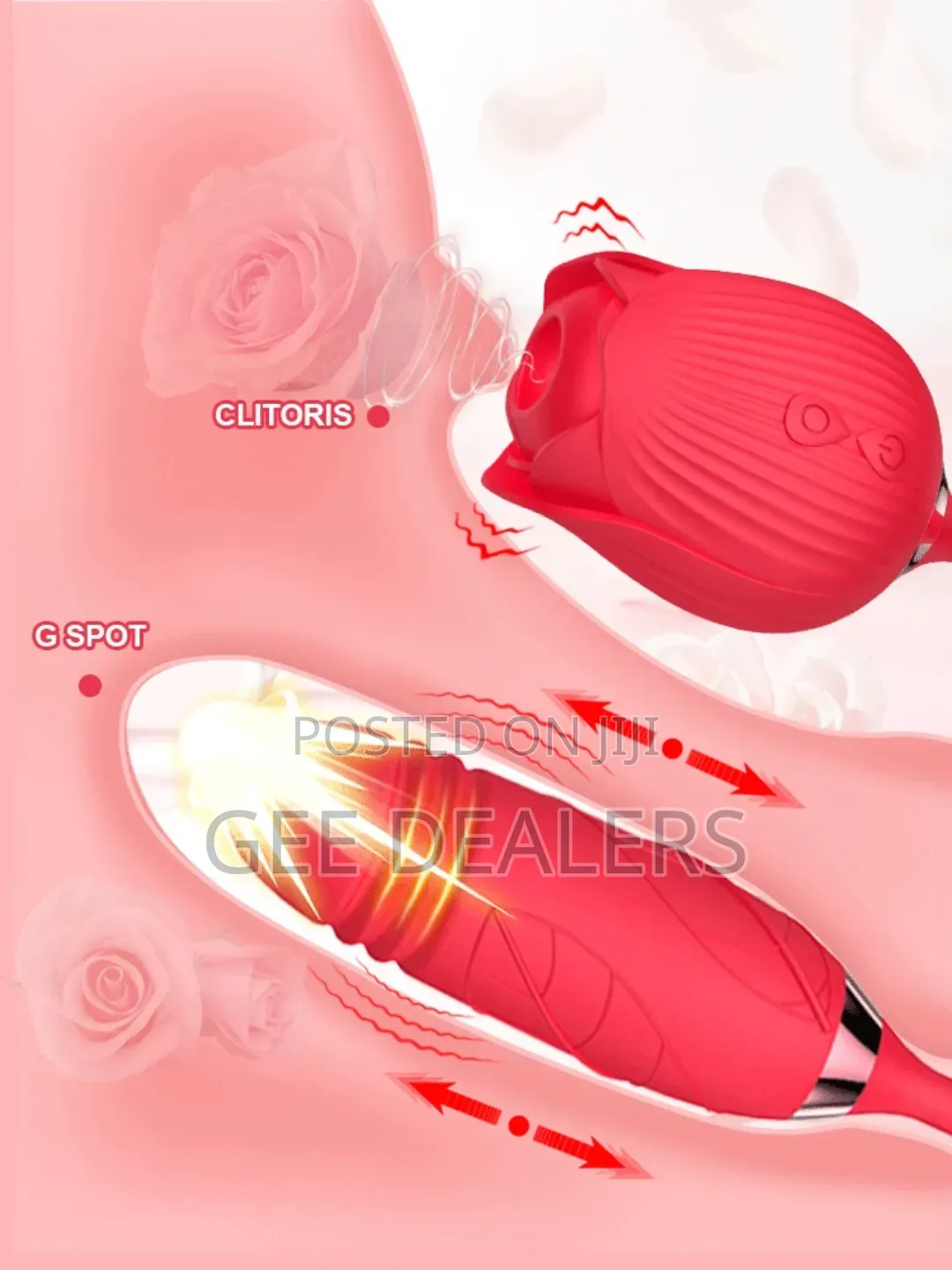 The Rose Vibrator,2 in 1 Rose Sex Toy, Dildo Toy