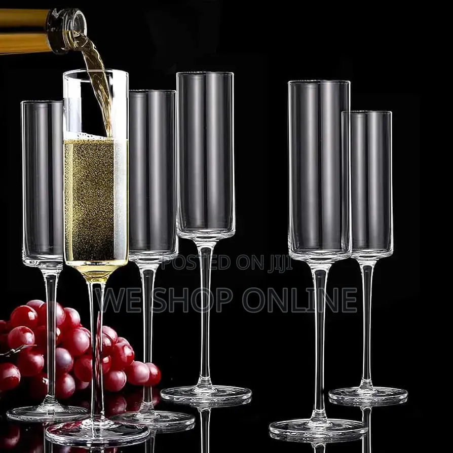190ml Quality Cylindrical Champagne Flute Glasses Per Set of 6