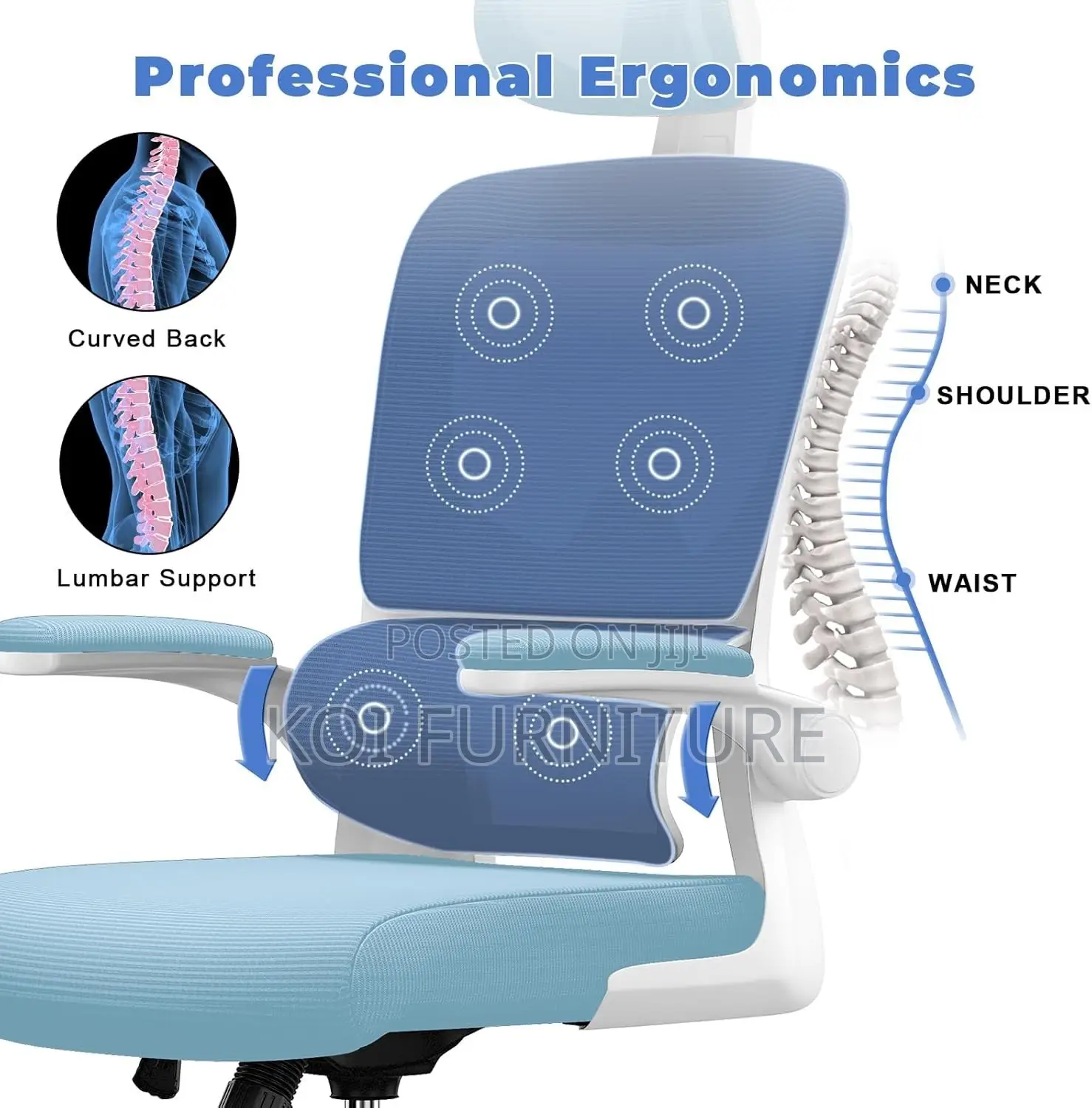 Office Chairs; Executive Orthopedic High Fabric Office Chair