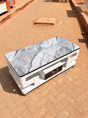 Coffee Table White Flower Marble Top Gray