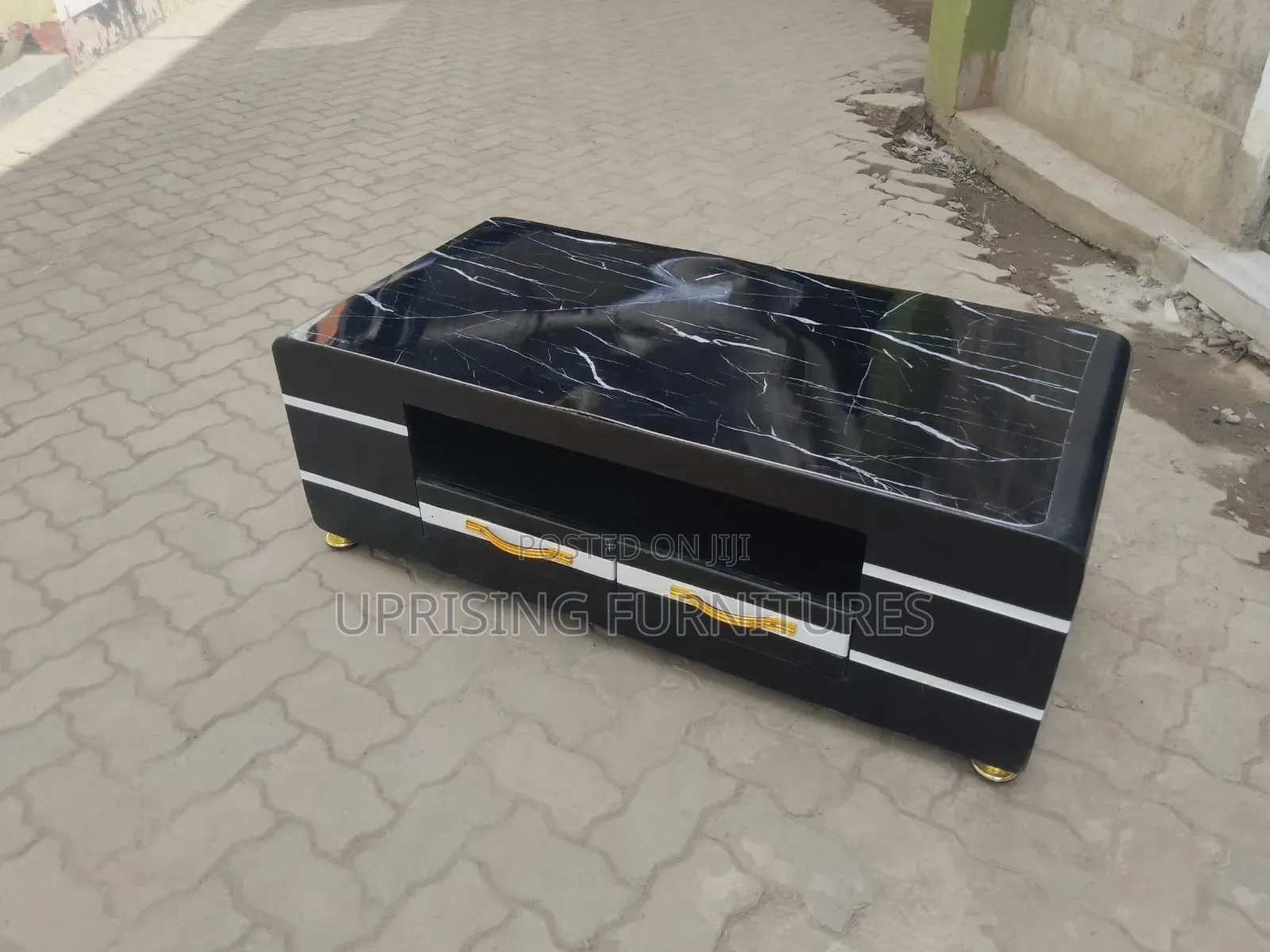 Monarch Black Coffee Table With Black Marble Top