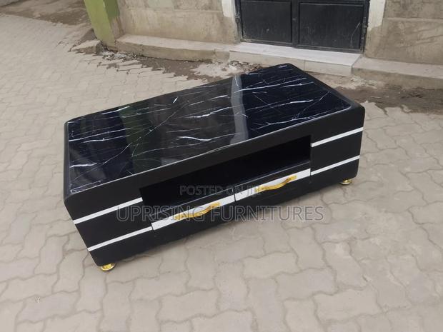 Modern Black Frame Coffee Table With Black Marble Top