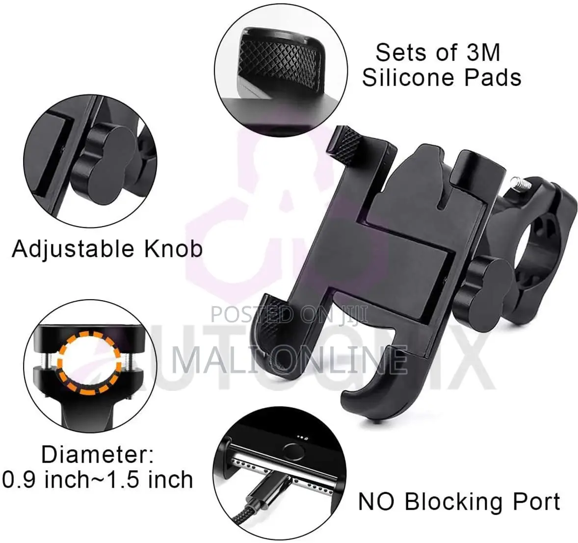 Adjustable Aluminum Bike Phone Mount Holder 360°