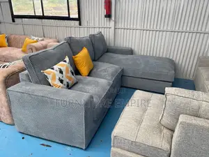 6-Seater Gray Bubble Fabric Sofa