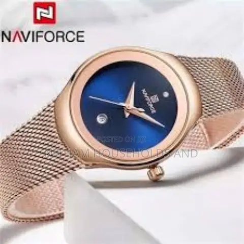 Naviforce Nf5004 Blue Dial Rose Gold Stainless Steel Watch for Men