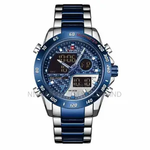 Naviforce Nf9171 Dual Time Stainless Steel Watch for Men (Blue)