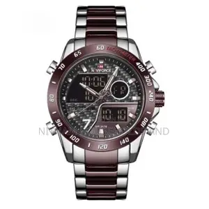 Naviforce Nf9171 Dual Time Stainless Steel Watch for Men (Coffee)