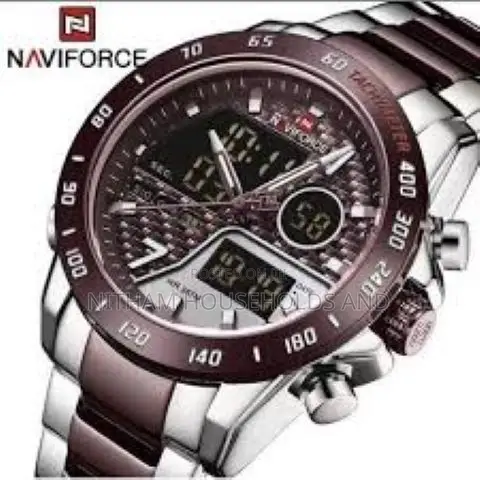 Naviforce Nf9171 Dual Time Stainless Steel Watch for Men (Coffee)