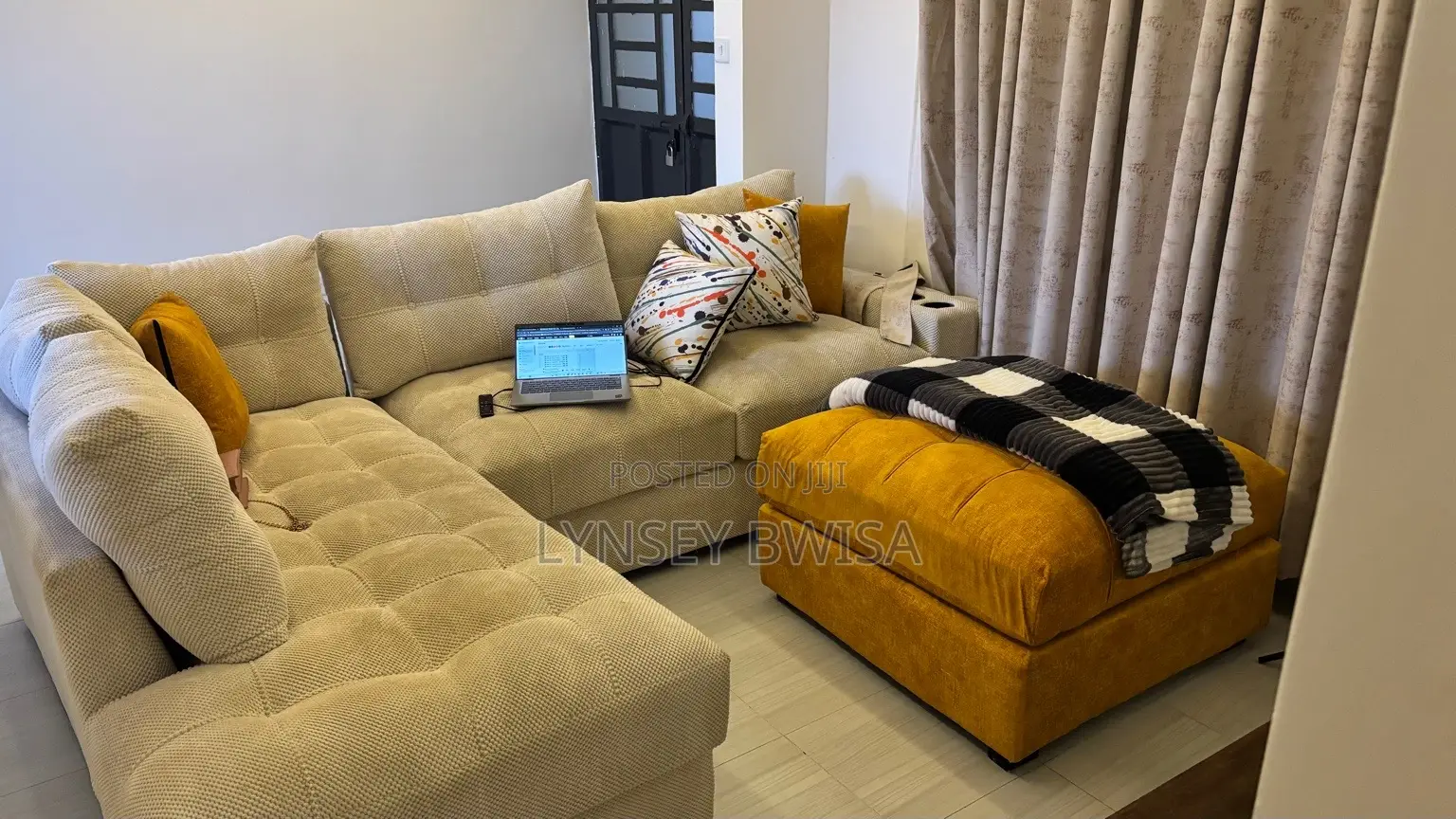 Large Tufted Pouf – Mustard