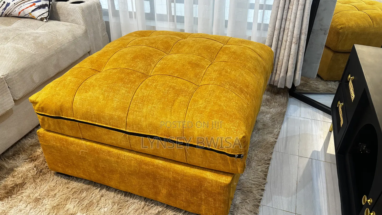 Large Tufted Pouf – Mustard