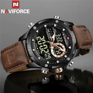 Naviforce Nf9208 Analog Digital Leather Watch for Men