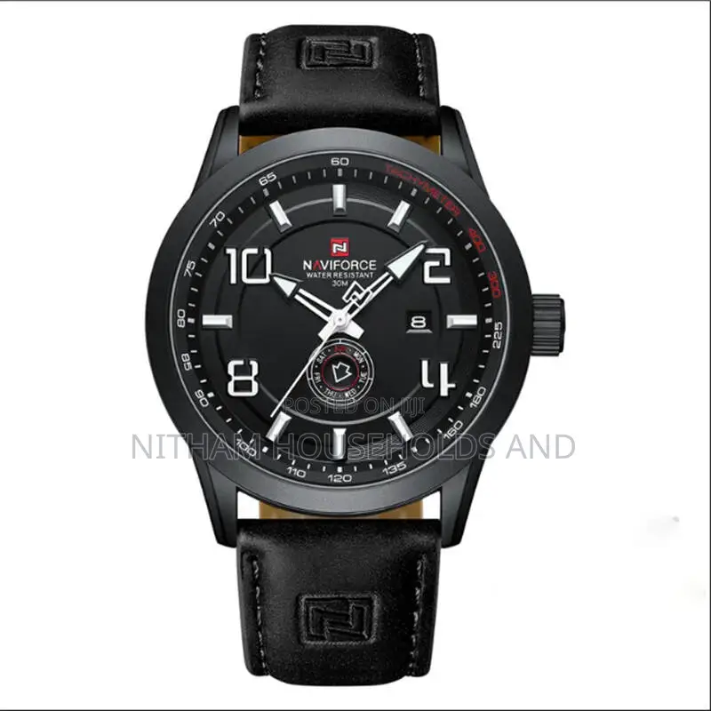 Naviforce Nf9229 Black Leather Strap Watch