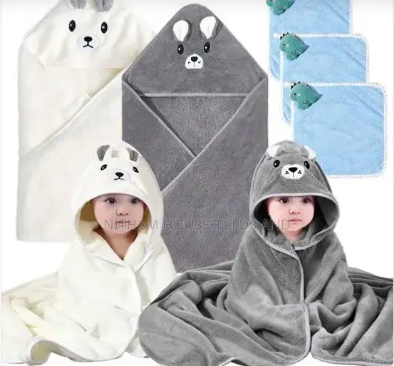 Baby Hooded Soft Towel With Cartoon Theme