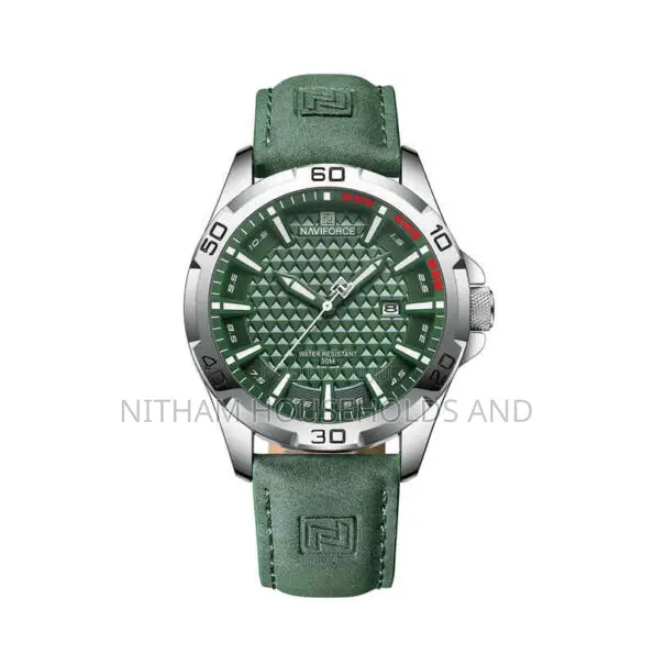 Naviforce Nf8023 Green Leather Watch for Men