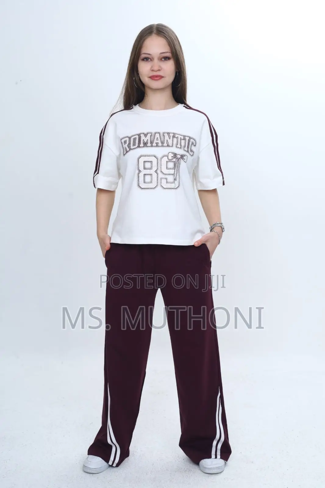 Girls 2 Piece Striped Wide Legs Hoodie Set (7-20 Yrs )
