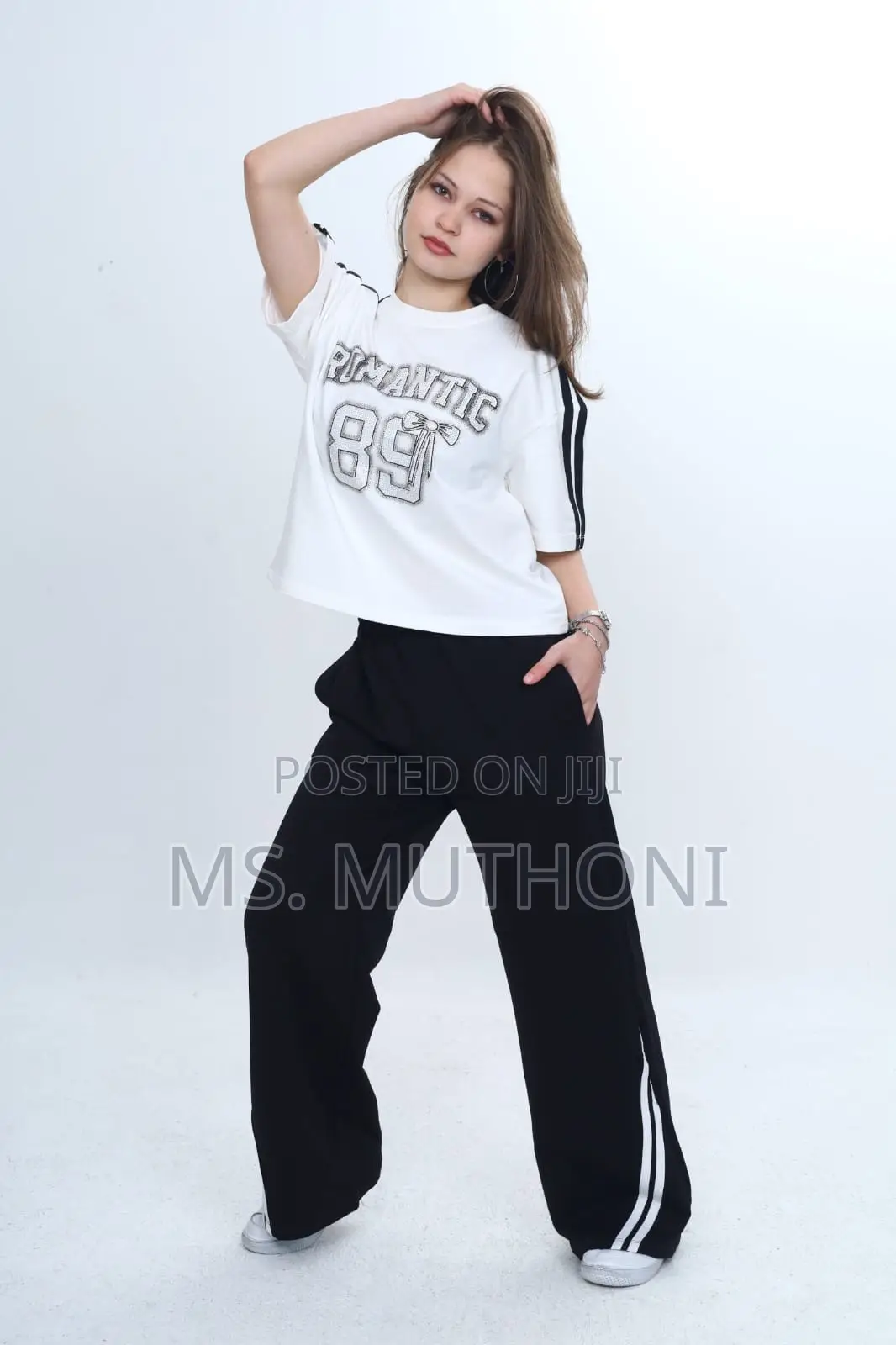 Girls 2 Piece Striped Wide Legs Hoodie Set (7-20 Yrs )