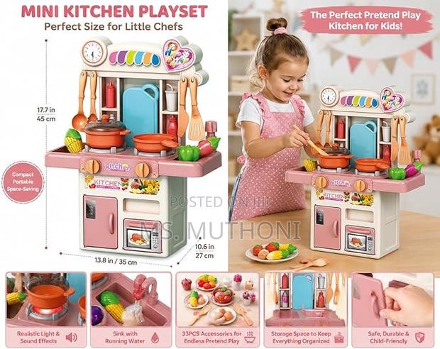 Mini Kitchen Playset for Kids Ages 3-8, 33pcs - thumbnail 3