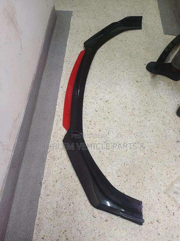 Front Bumper Lip/Protector/Slip/Moulding Black Red Universal All Cars - thumbnail 2
