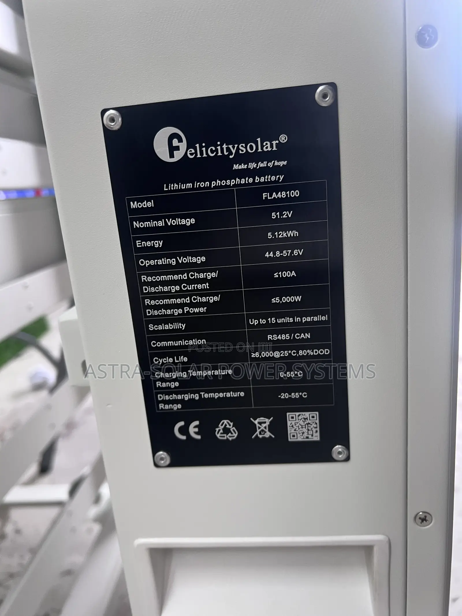 Felicity 5kwh 51.2v 100ah Lifep04 Lithium Battery