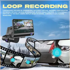 3-Channel 4" Ips Dash Camera Screen for Cars – Full Hd 1080p DVR