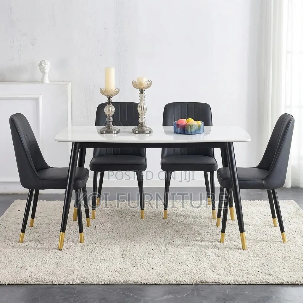 Dining Set; Four Seaters Marble Dining Set