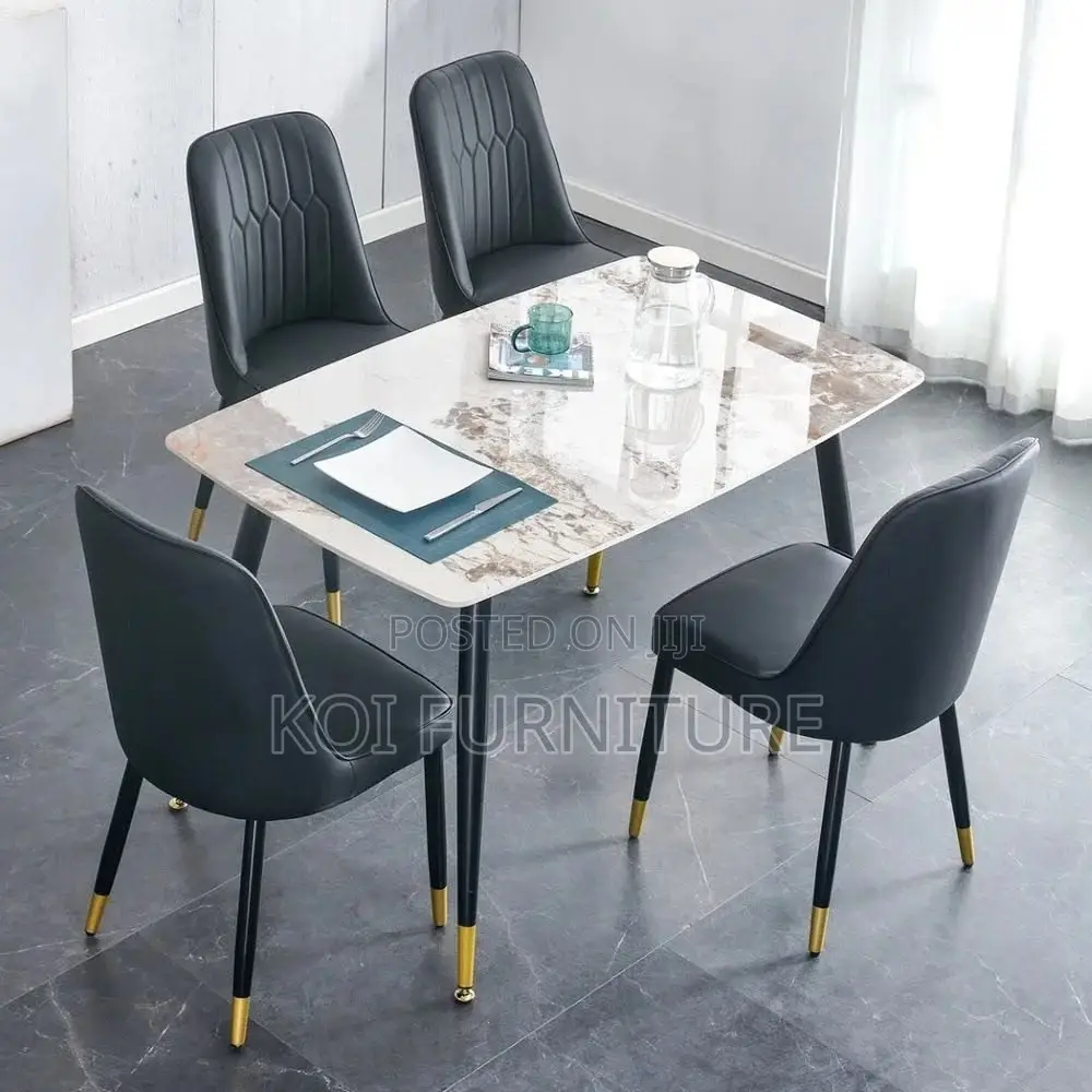 Dining Set; Four Seaters Marble Dining Set