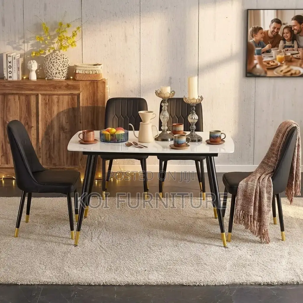 Dining Set; Four Seaters Marble Dining Set