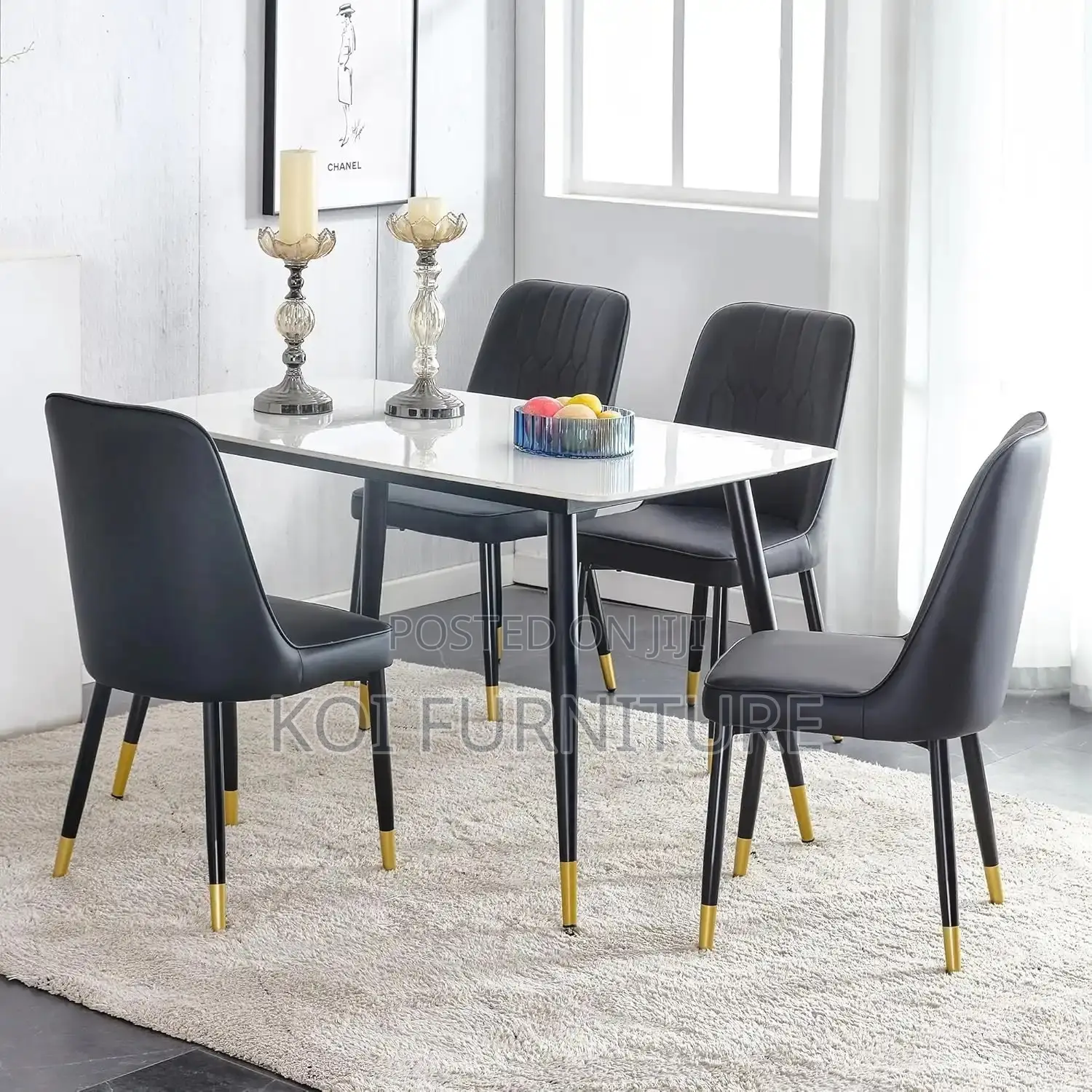 Dining Set; Four Seaters Marble Dining Set