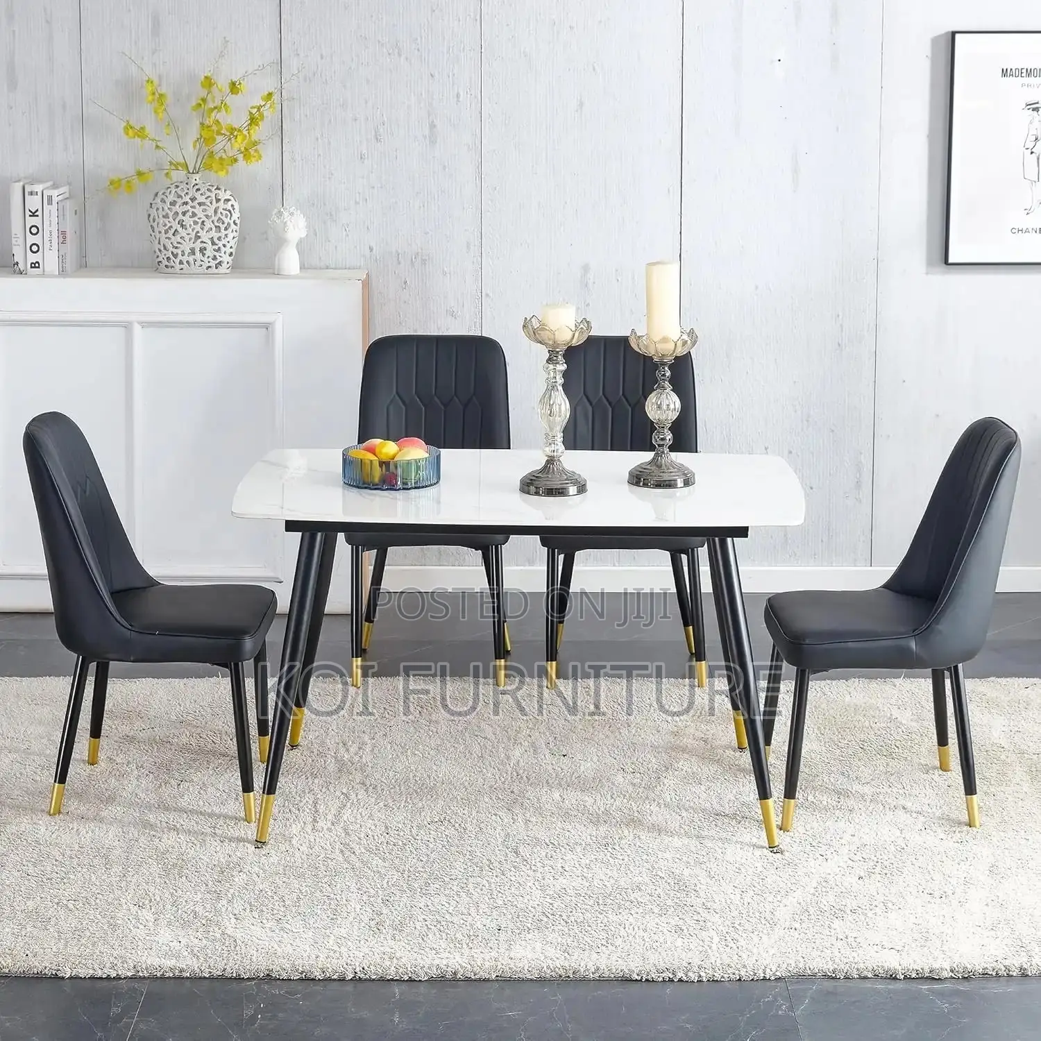Dining Set; Four Seaters Marble Dining Set