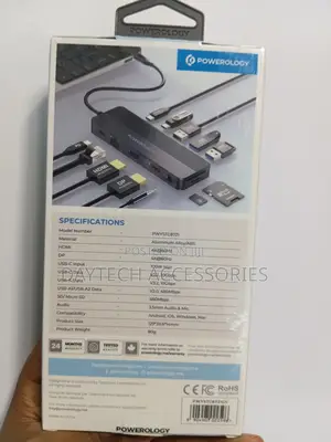 Powerology Pd 100w 12-in-1 Usb-C Hub Hdmi Dp Output - Grey