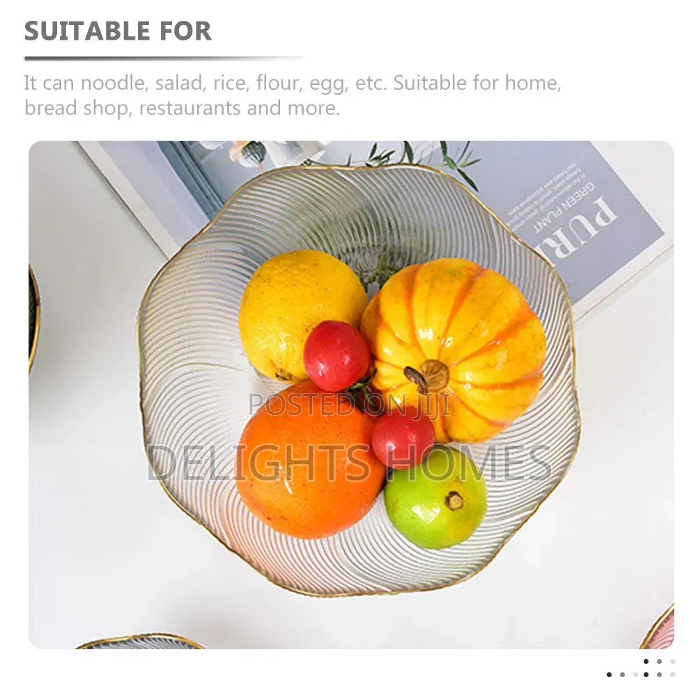 Gold Rim Glass Salad Bowl Set_cu