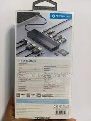 This Is a Powerology 12-in-1 Usb-C Multi-Port Hub in a Gray Aluminum