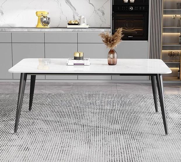 Dining Set: 4 Seater Rectangle Table With Stone Top and Metal Legs - thumbnail 5