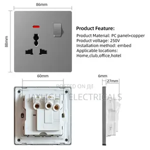 Gray Ultrathin 13a Switch Socket Wall European Electrical Switches