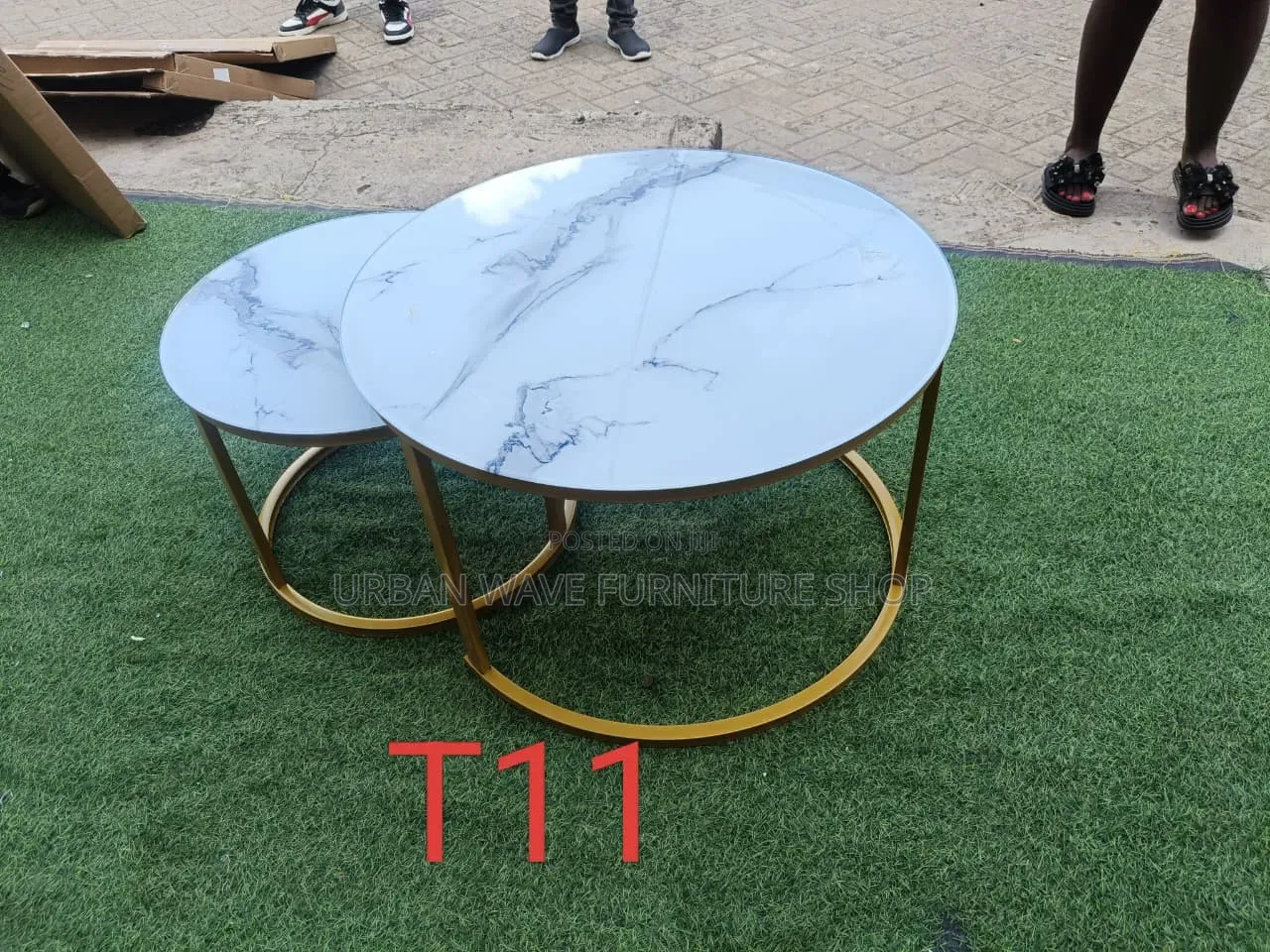 White Glass Top Nesting  Round Table