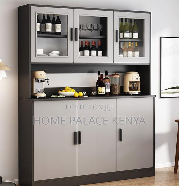 Kitchen Cabinet: 3 Door Kitchen Storage With Glass Front