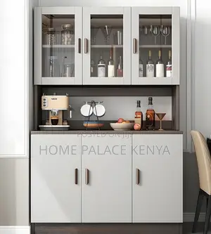 Kitchen Cabinet: 3 Door Kitchen Storage With Glass Front