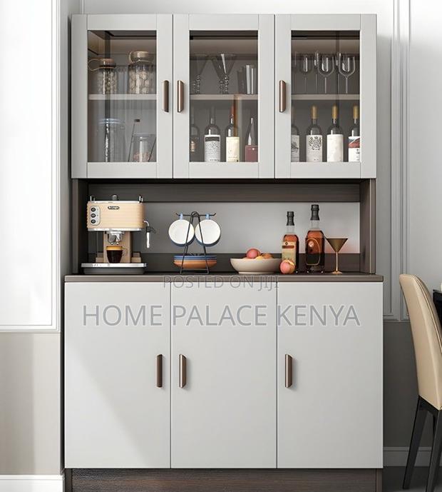 Kitchen Cabinet: 3 Door Kitchen Storage With Glass Front - thumbnail 2