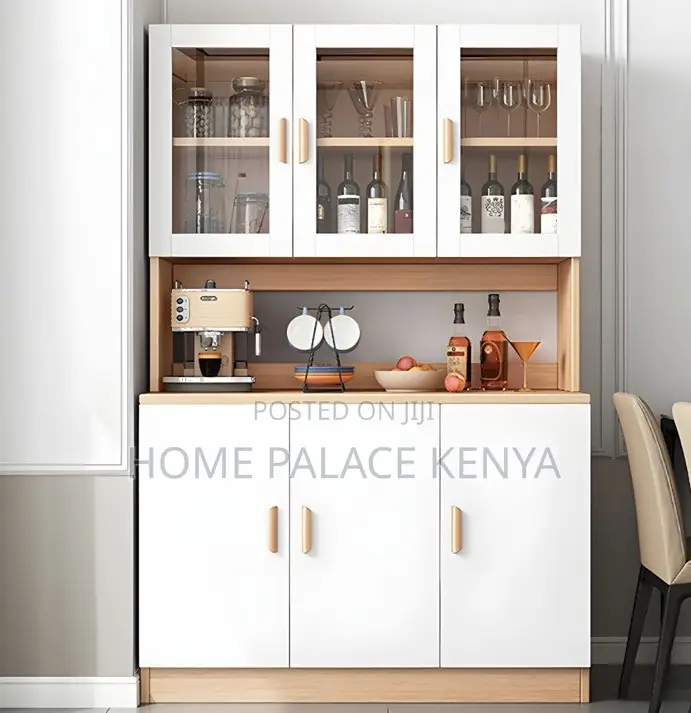 Kitchen Cabinet: 3 Door Kitchen Storage With Glass Front