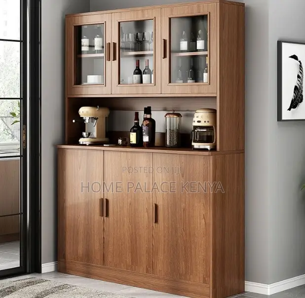 Kitchen Cabinet: 3 Door Kitchen Storage With Glass Front