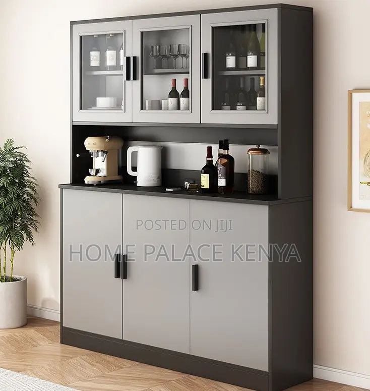 Kitchen Cabinet: 3 Door Kitchen Storage With Glass Front