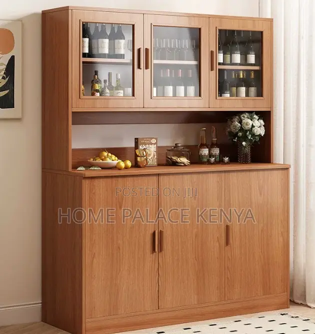 Kitchen Cabinet: 3 Door Kitchen Storage With Glass Front