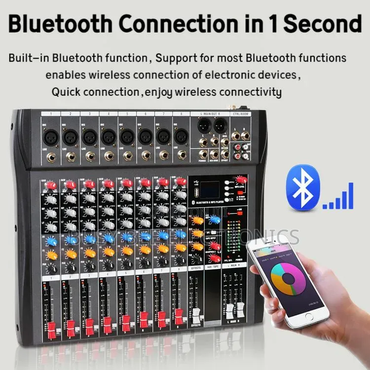 Professional Ct8 8 Channel Sound Mixer With Phantom Power Usb