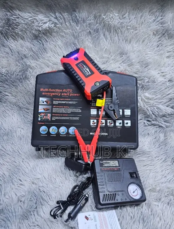 Car Jump Starter With Air Compressor Emergency Battery Power Bank