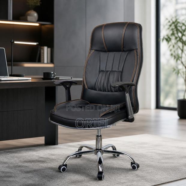 Office Chair : Executive Black Leather High-Back Office Chair - thumbnail 7