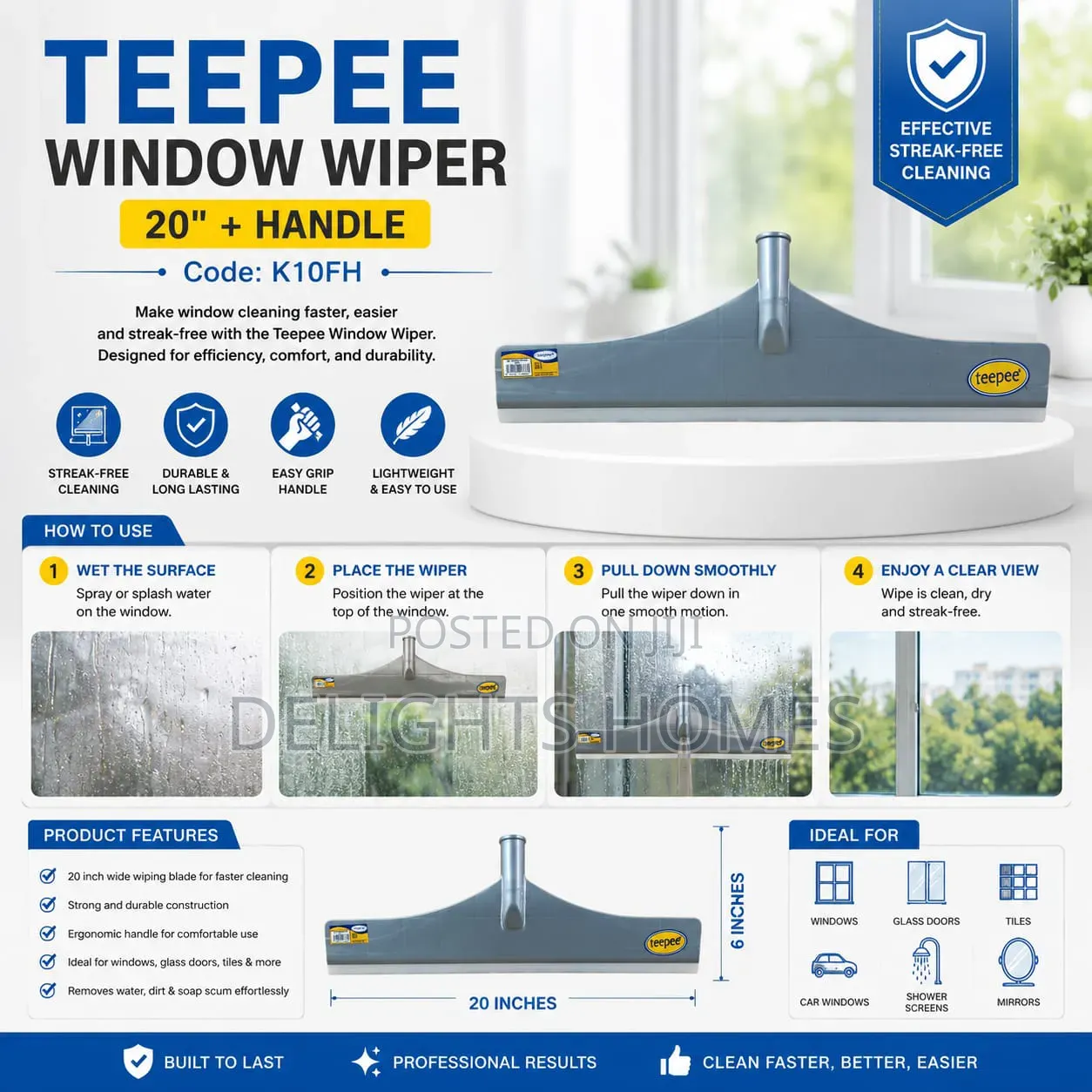 Teepee Window Wiper 20" + Handle_b