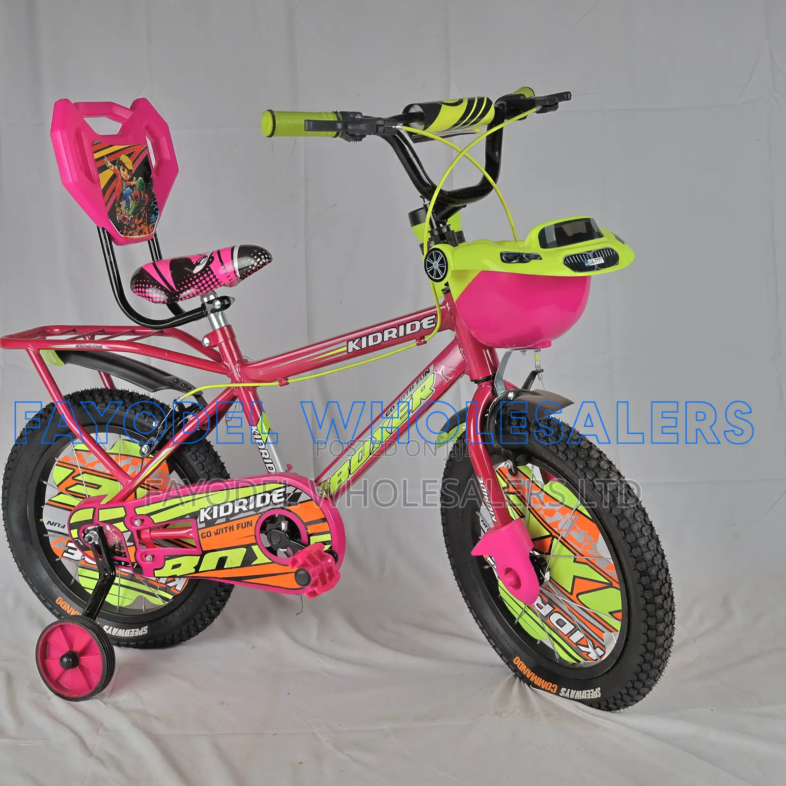 Kidride Bolt Racer Size 16 Bicycle With Training Wheels Front Basket