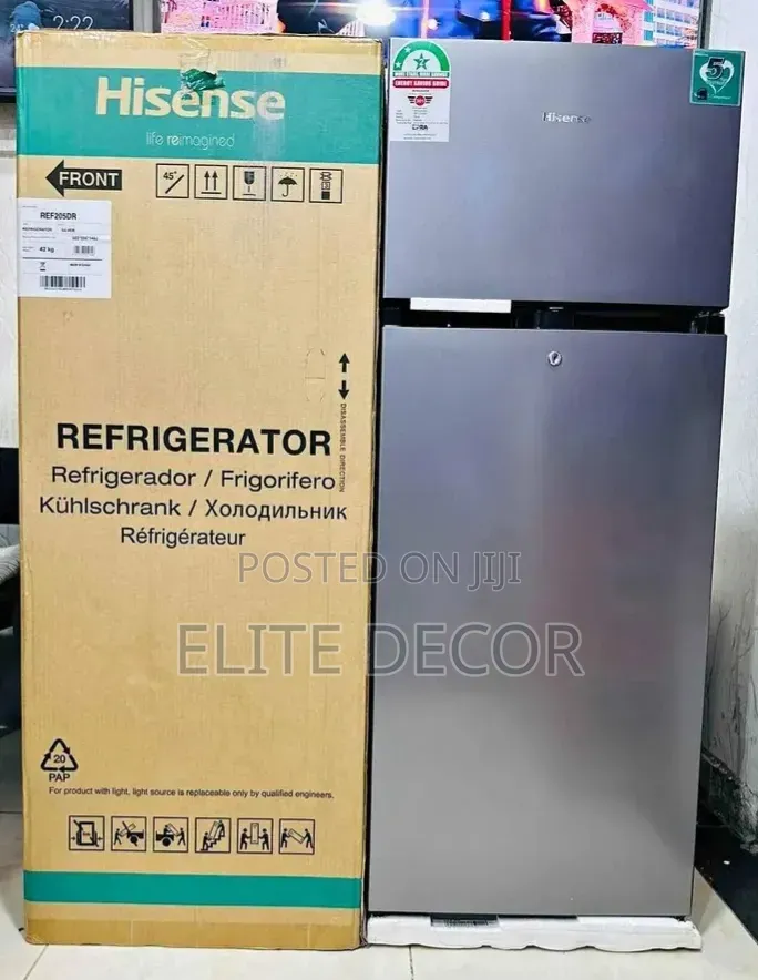 Hisense 205litres Double Door Top Freezer Refrigerator