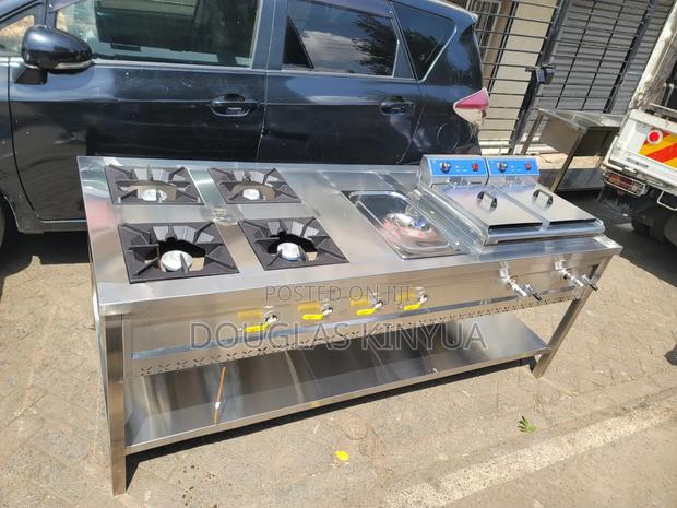 Stainless Steel Commercial Combined Cooking Units 4burners,Deep Fryer.